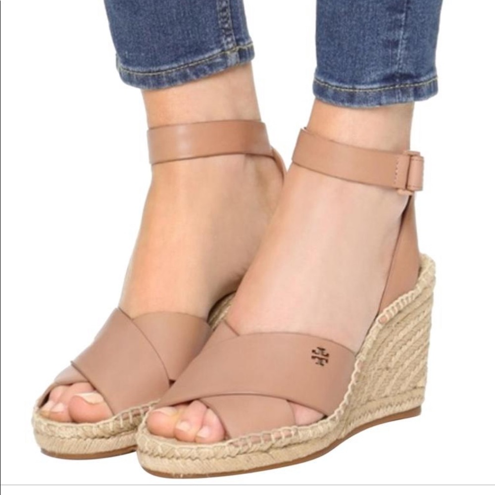 Tory Burch Bima Leather Espadrille Wedge Sandal